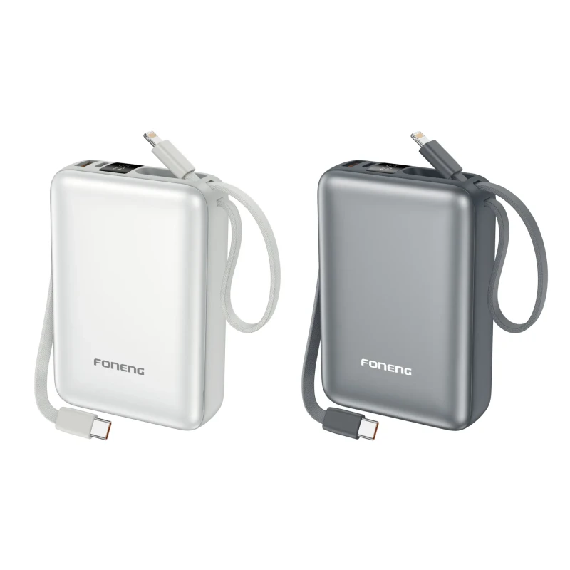 20000mAh Mini Power Bank with 2 Built-in Cables