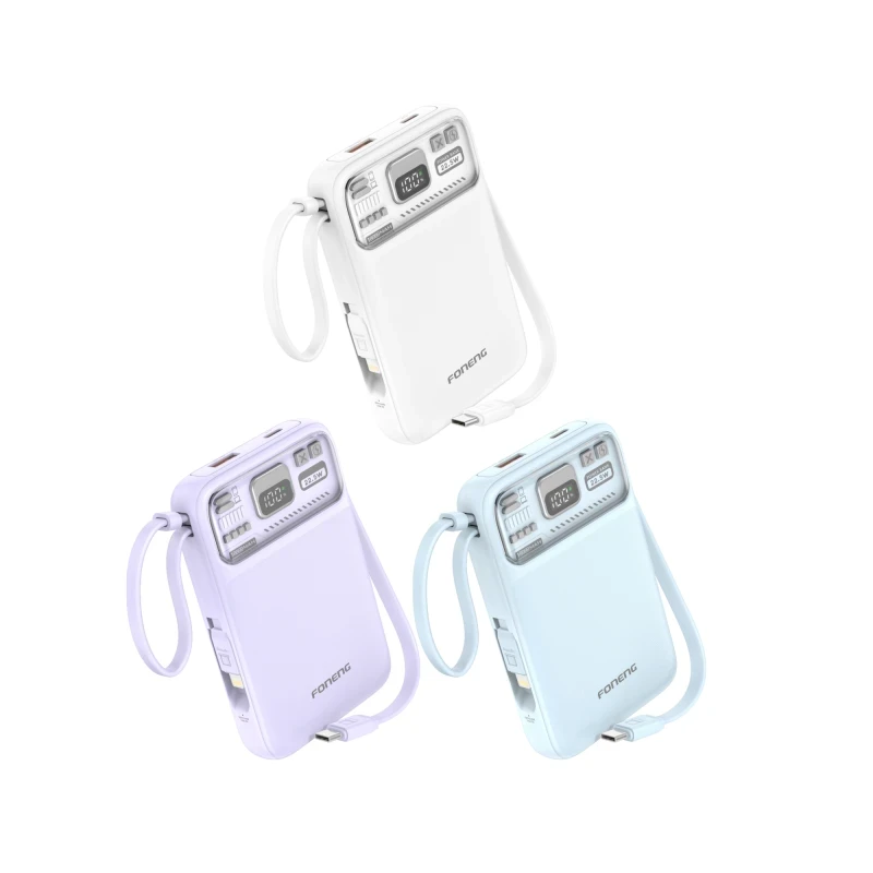 FONENG 10000mAh 22.5W Magnetic Wireless Power Bank with 2 Cables PX112