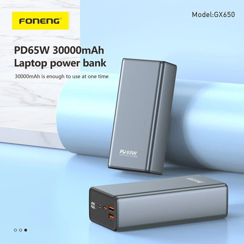 FONENG 65W 30000mAh Power Station 3 ouputs Fast Charging Power Bank with LCD Display