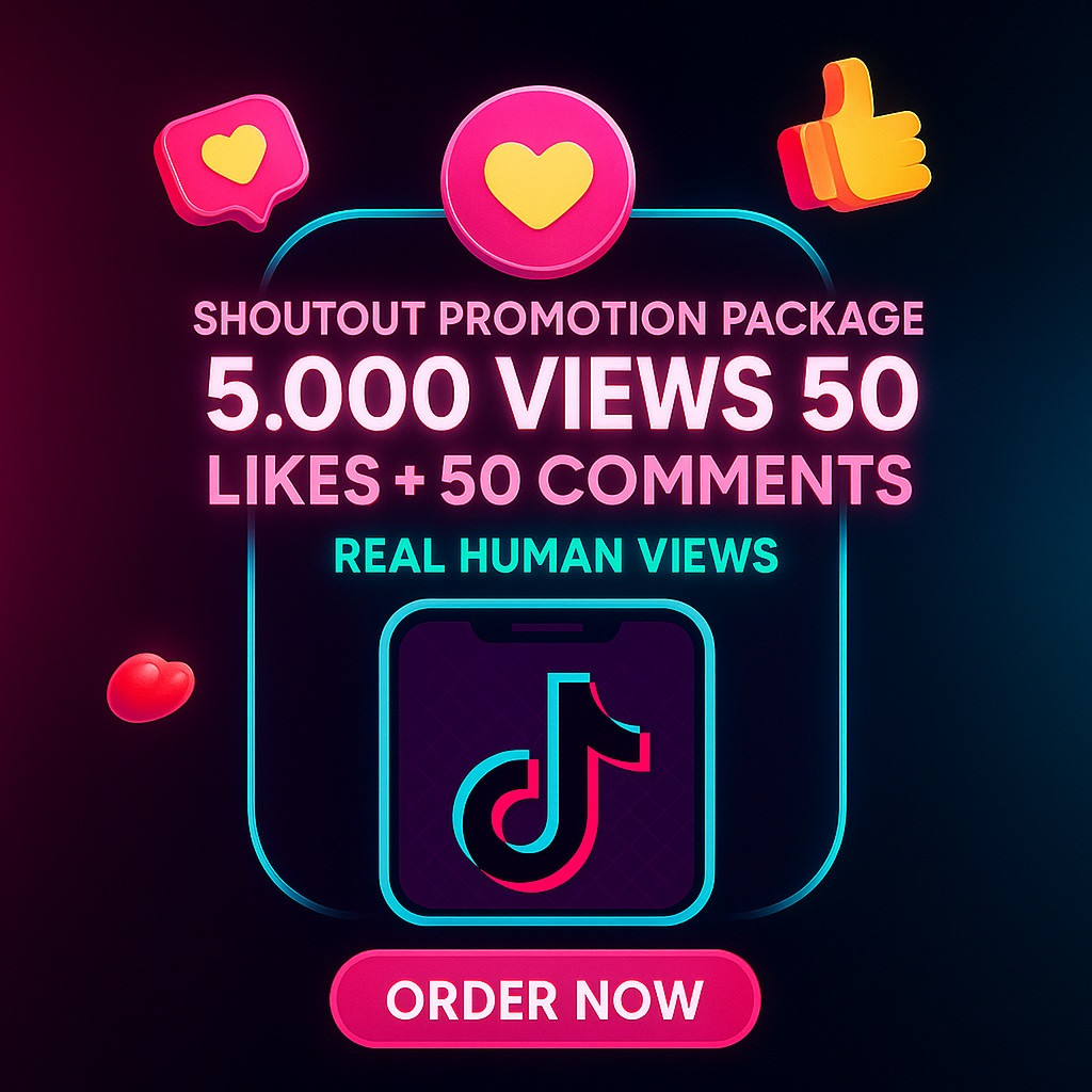 TikTok Shoutout Promotion Package – 5,000 Views, 500 Likes & 50 Comments