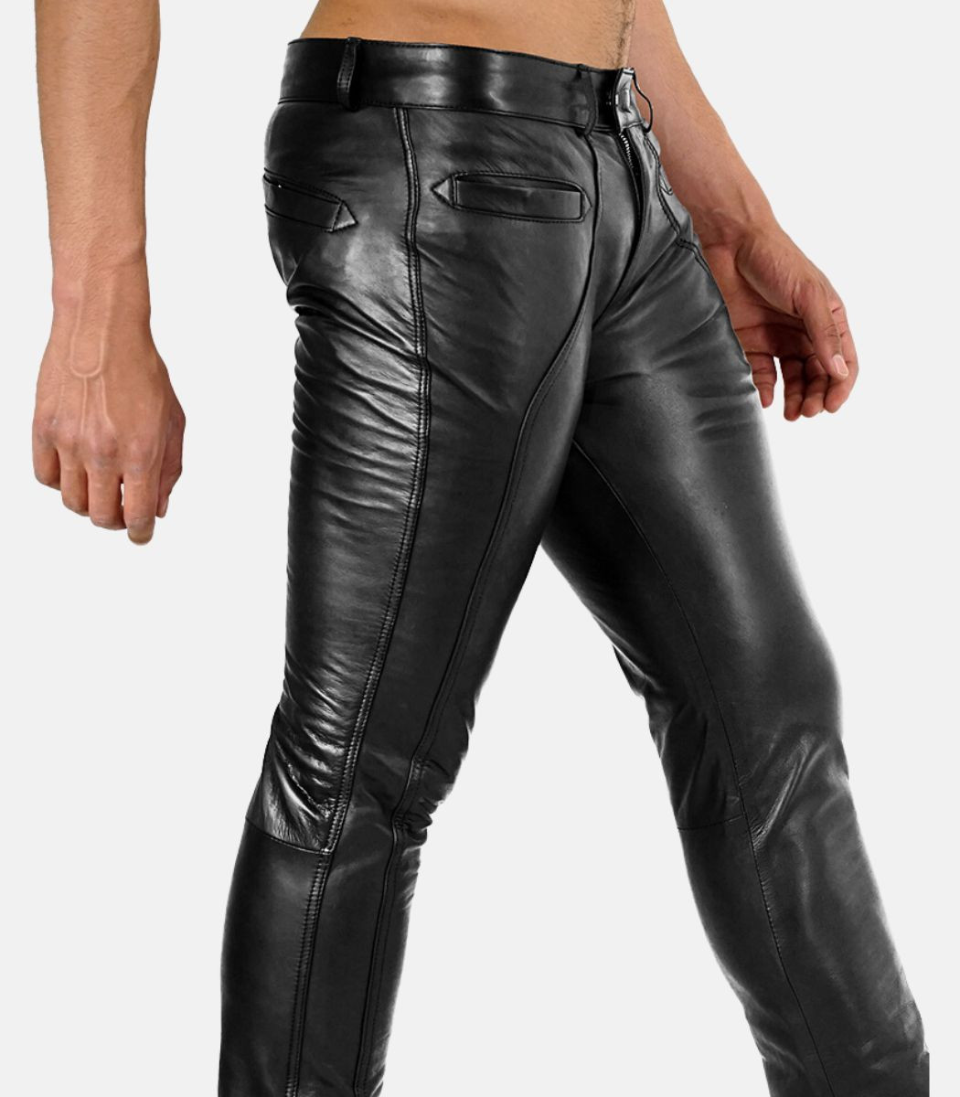 Black Leather Pants for Men Cow Aniline Leather