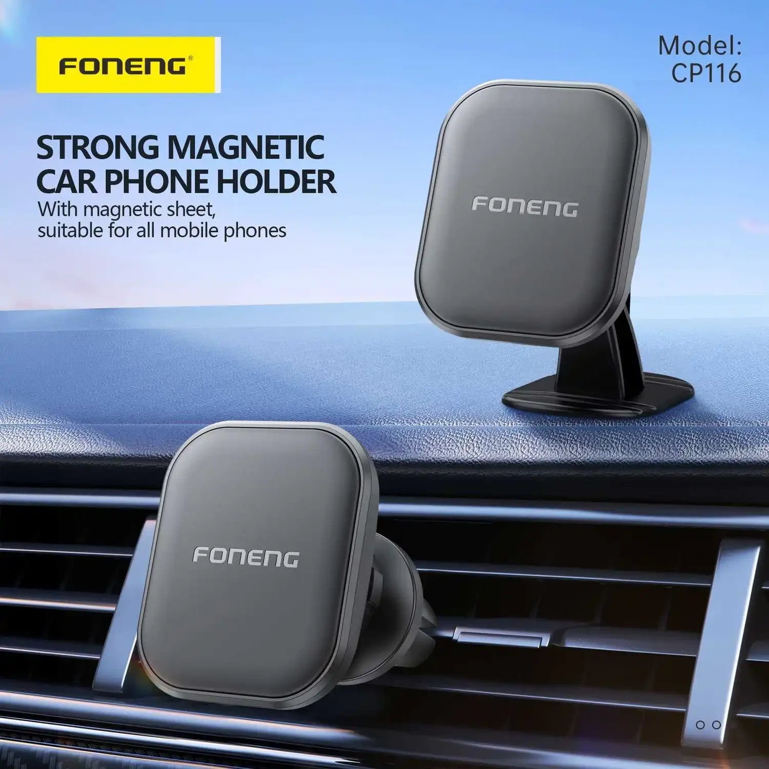 360° Rotation Both Mobile Car Phone Holder With Magnet Sheet CP116