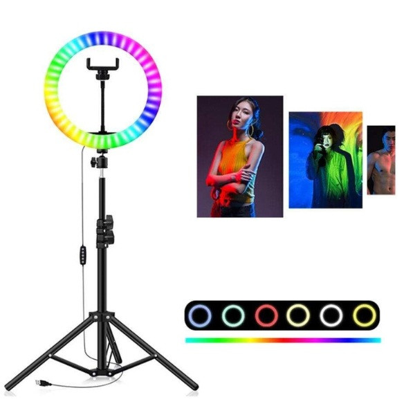 MJ36 RGB LED Soft Ring Light – Adjustable Lighting with Tripod & Remote