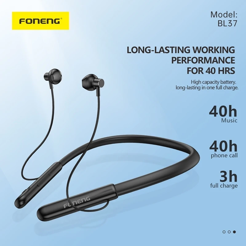 FONENG Digital Display Neckband Bluetooth Earphone BL37